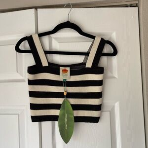 NWT Farm Rio Black and White Striped Crop Top